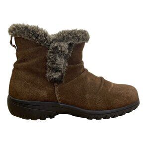 Khombu Women’s Brown Suede & Faux Fur Water Repellent Lisa Ankle Boots Size 7